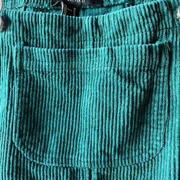 ✨FOREVER 21 Green Corduroy Dress w Overall Straps - Picture 3 of 5